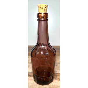 Vintage Wheaton NJ Amethyst Glass Bottle Round w/ Long Neck and Ridges
